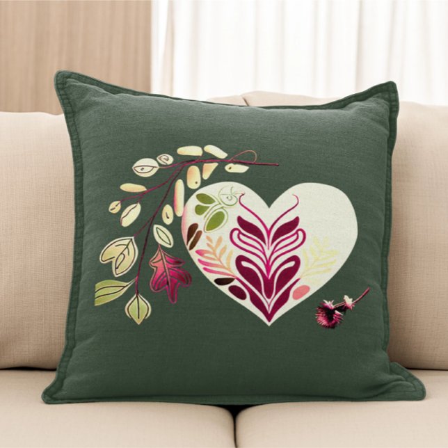 BOHO-STYLE HEART WITH ORNAMENTS FLOWERS DESIGN CUSHION (Creator Uploaded)