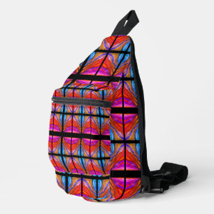 Boho style hot pink and black sling bag