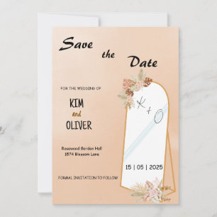 Boho style mirror wedding invitation