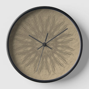 Boho style organic sunburst mandala sepia black clock