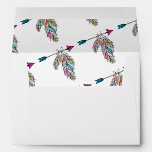 boho style ornamental feathers hanging envelope