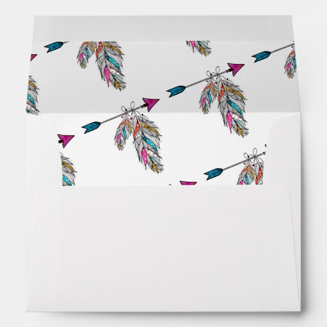 boho style ornamental feathers hanging envelope (Back (Bottom))