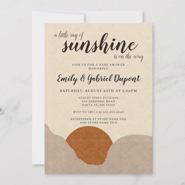 Boho Style Ray Of Sunshine Baby Shower Invitation (Front)