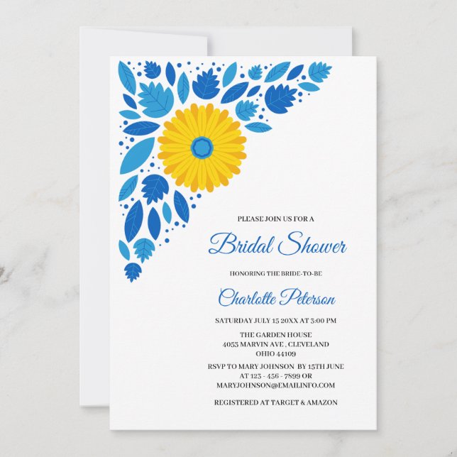 Boho Style Rustic Sunflower Bridal Shower Invitation (Front)