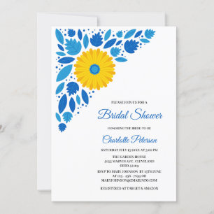Boho Style Rustic Sunflower Bridal Shower Invitation