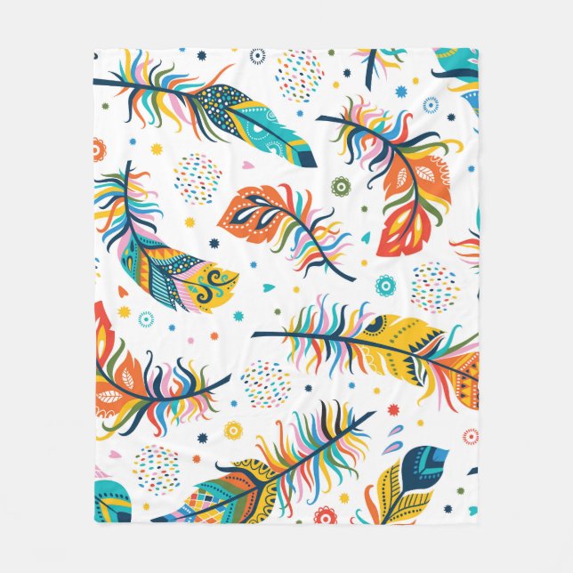 Boho style, seamless feather pattern. fleece blanket (Front)