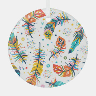 Boho style, seamless feather pattern. glass tree decoration