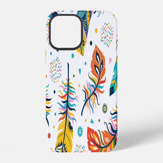 Boho style, seamless feather pattern. iPhone case (Back)