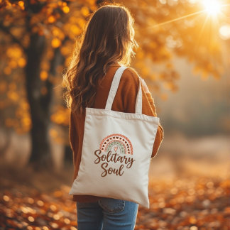 Boho style solitary soul design tote bag