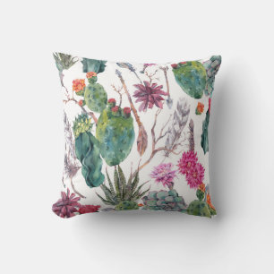 Boho Style, Vintage Cactus Watercolor. Cushion