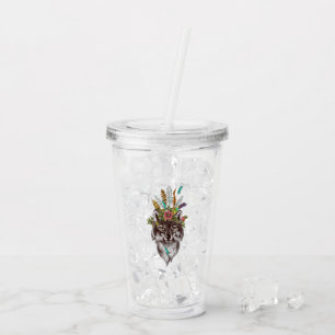 Boho Style Wolf Halo Portrait Acrylic Tumbler
