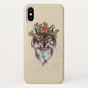 Boho Style Wolf Halo Portrait iPhone X Case