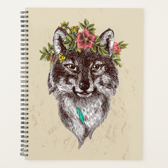 Boho Style Wolf Halo Portrait Planner (Front)