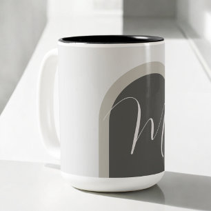 Boho Stylish Arch with Script Monogram Two-Tone Coffee Mug