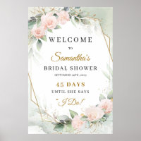 Boho succulent eucalyptus Bridal Shower count down