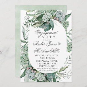 Boho Succulent Greenery Engagement Party Invitation