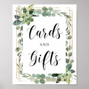 Boho succulent greenery leaves cards and gifts poster