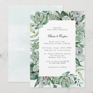Boho Succulent Greenery Wedding Invitation