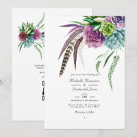 Boho Succulent Plants QR Code RSVP Wedding