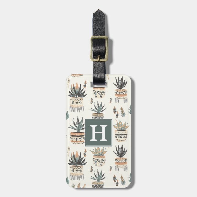 Boho Succulents And Cacti Luggage Tag (Front Vertical)