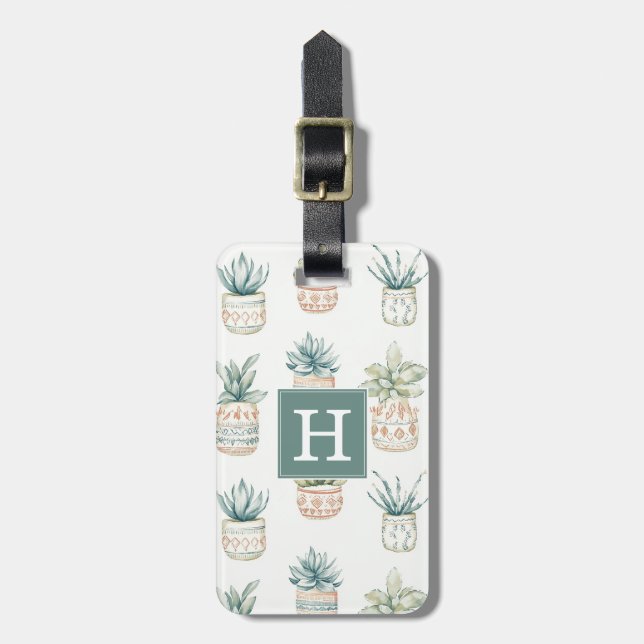 Boho Succulents And Cacti Luggage Tag (Front Vertical)