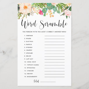 Boho Succulents Baby Word Scramble Shower Game