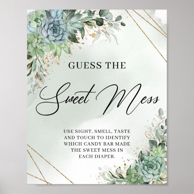 Boho succulents eucalyptus Guess The Sweet Mess Poster (Front)