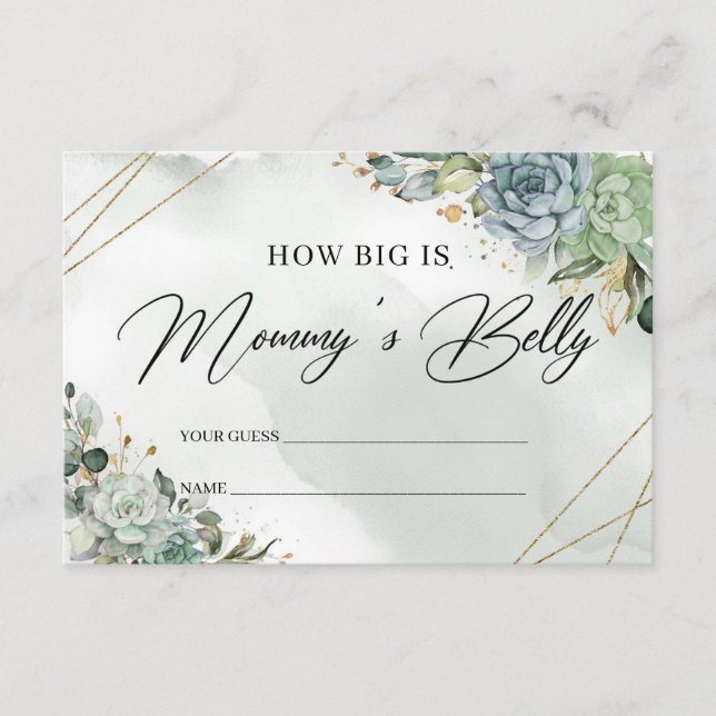 Boho succulents greenery How big is mummy's belly Enclosure Card (Front)