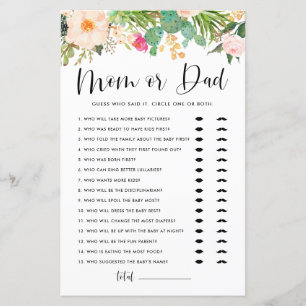 Boho Succulents Guess Who Mum or Dad Shower Game