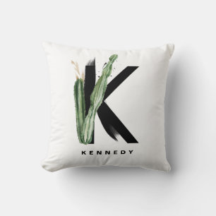 Boho Succulents Letter K Monogram Personalised Cushion