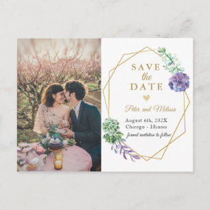 Boho Succulents save the date photo postcard