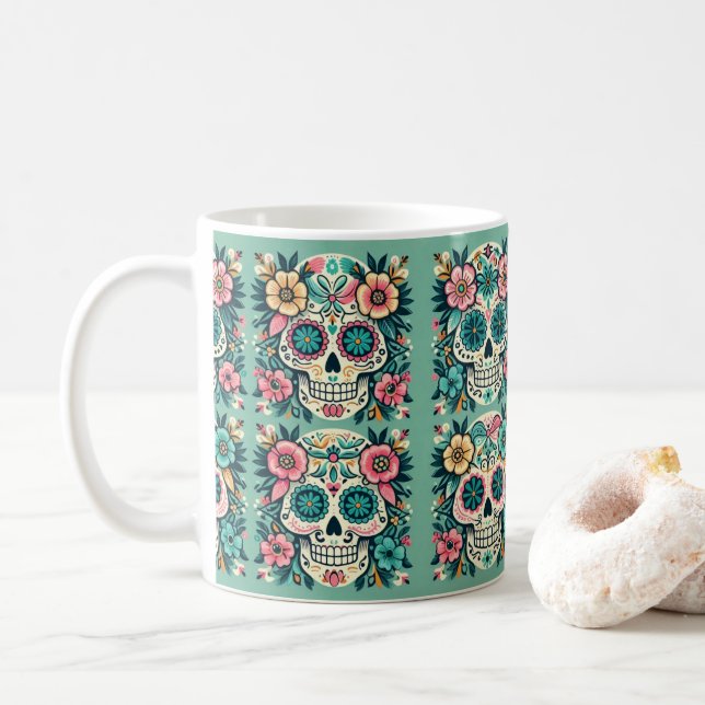 Boho SugarSkulls  Coffee Mug (With Donut)