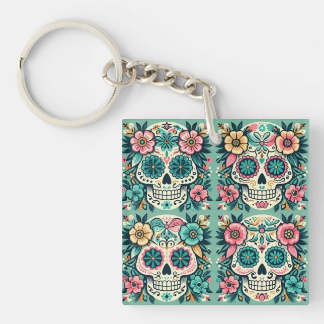 Boho SugarSkulls  Key Ring (Front)