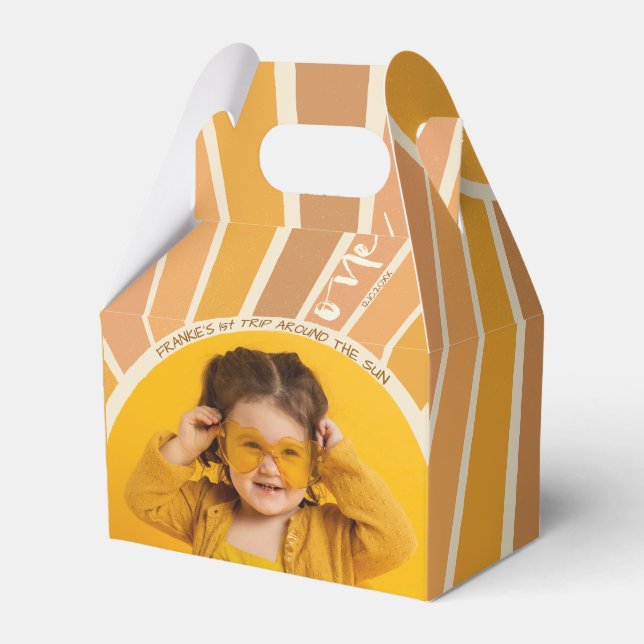 Boho Summer 1st Trip Around Sun Birthday Photo Favour Box (Front Side)