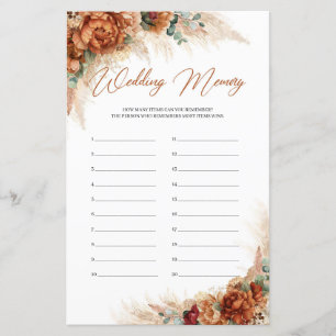 Boho summer beach terracotta pampas Wedding Memory