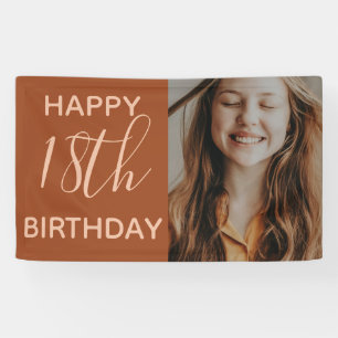 Boho Summer Brown Terracotta Trendy Birthday  Banner