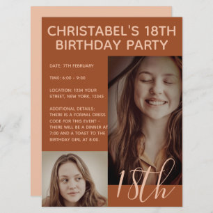 Boho Summer Brown Terracotta Trendy Birthday Party Invitation