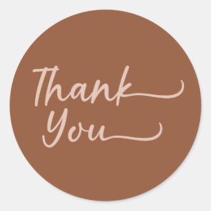 Boho Summer Brown Terracotta Trendy Thank You Classic Round Sticker