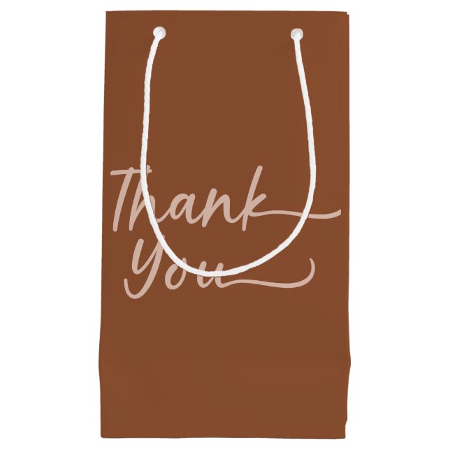 Boho Summer Brown Terracotta Trendy Thank You Favo Small Gift Bag (Front)