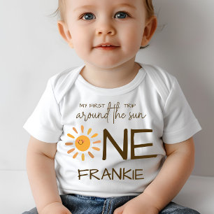 Boho Summer First Trip Around Sun Birthday Baby T-Shirt