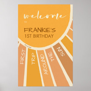 Boho Summer First Trip Around Sun Welcome Sign