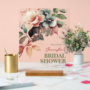 Boho Summer Floral Bridal Shower Welcome Acrylic Sign