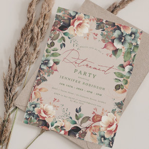 Boho Summer Garden Floral Retirement Champagne Invitation