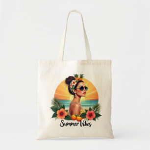 Boho Summer Girl Tropical Tote Bag