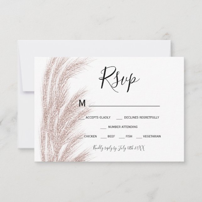Boho summer pampas grass rose gold rsvp (Front)