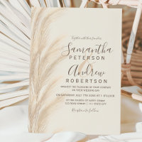 Boho summer pampas grass watercolor budget wedding