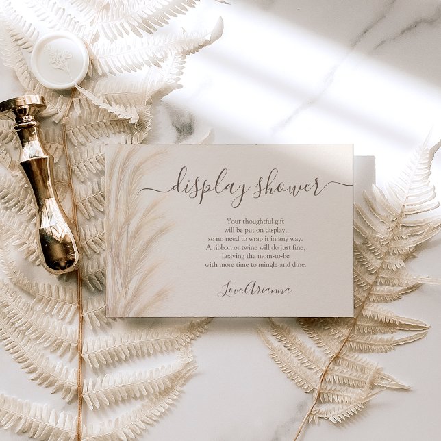 Boho summer pampas grass watercolor display shower enclosure card (Creator Uploaded)