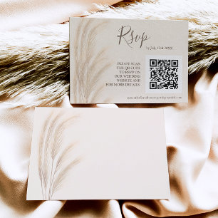 Boho summer pampas grass watercolor rsvp qr code