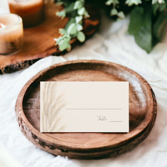 Boho summer pampas grass watercolor table number place card (Boho summer pampas grass watercolor table number place card)