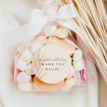 Boho summer pampas grass watercolor Thank you Classic Round Sticker<br><div class="desc">Boho summer pampas grass watercolor thank you wedding with elegant brown ,  beige ivory typography,  watercolor and minimalist background. Perfect for spring summer,  beach and coutnry weddings.</div>